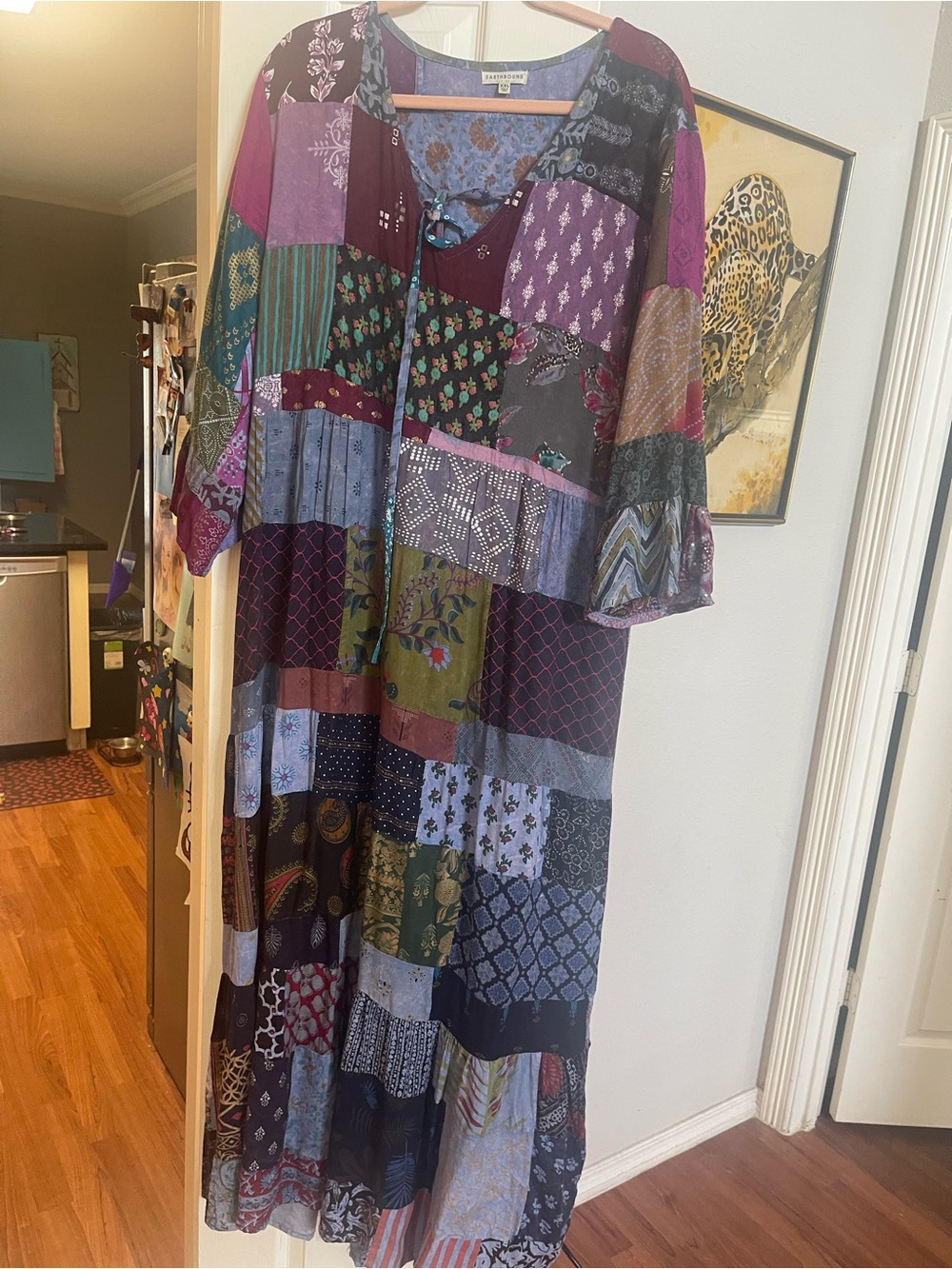 EARTHBOUND Patchwork Maxi Dress in Purple, Green, Blue xxl